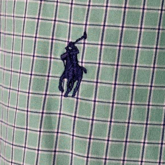 Ralph Lauren Classic Fit Mens 17 36/37 Green Plaid Button Down Long Sleeve Shirt - Picture 9 of 10